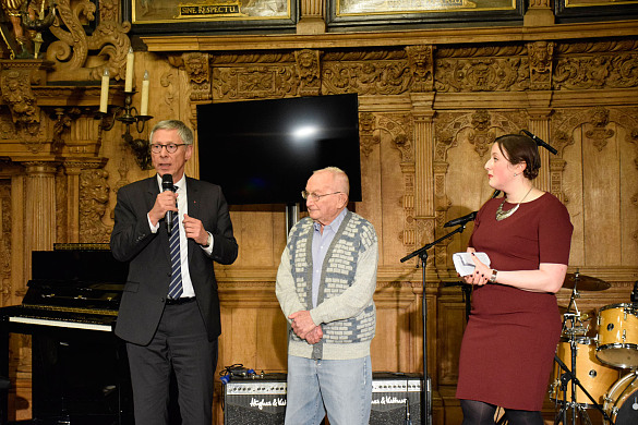 Eröffnung mit Bürgermeister Carsten Sieling, Ehrengast Dan Goren und Moderatorin Irina Drabkina (Jüdische Gemeinde Bremen)