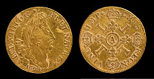 Die im Jahr 1694 in Frankreich geprägte Münze: Doppel Gold Louisdor von Ludwig XIV